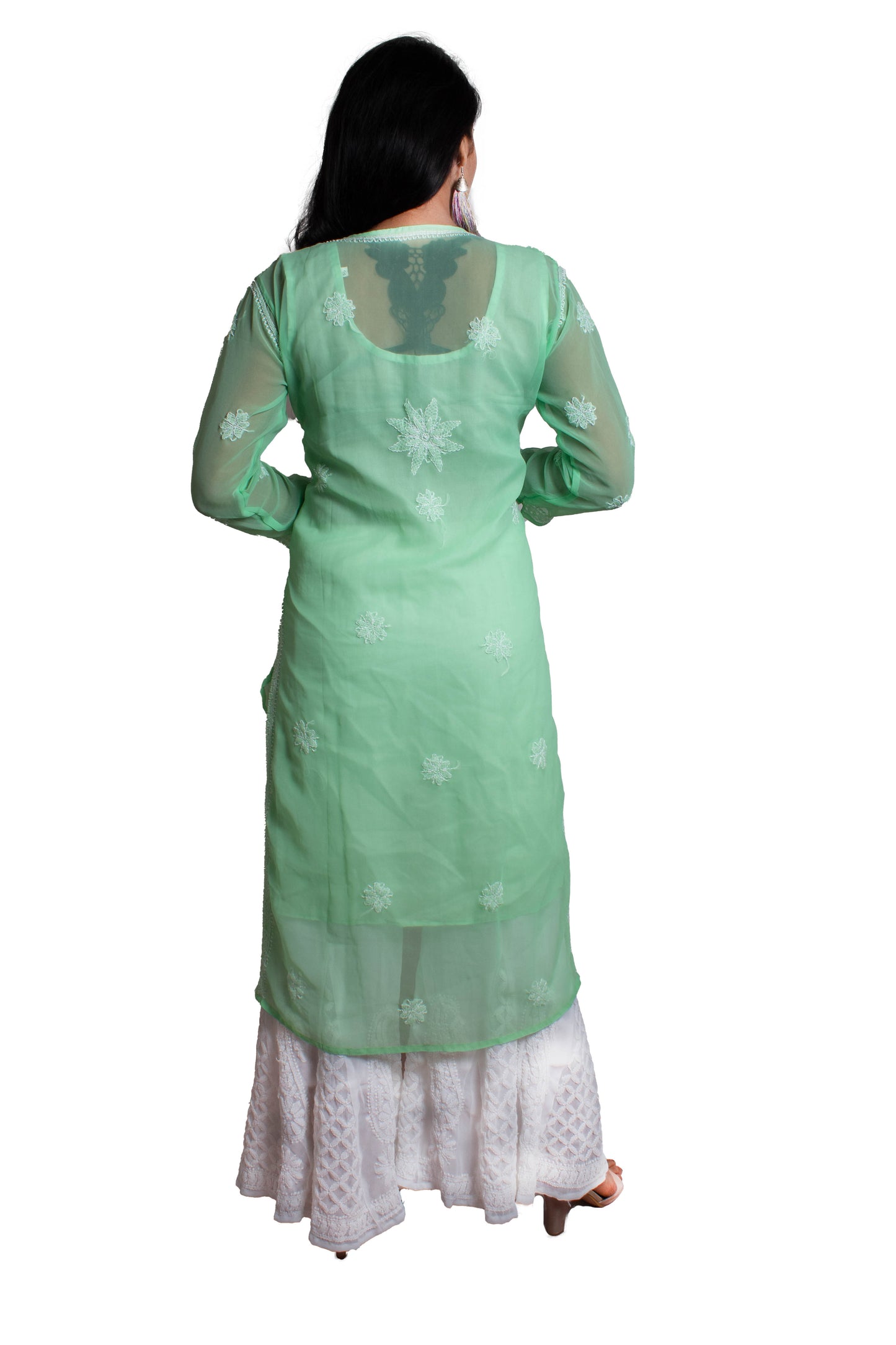 Georgette Chikankari Kurti with Star Jaal Embroidery