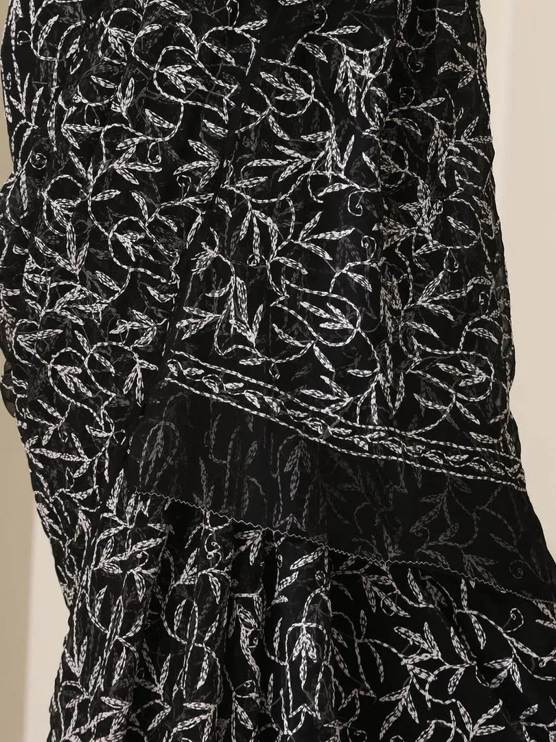 Georgette Chikankari Hand Embroidered Tepchi Saree