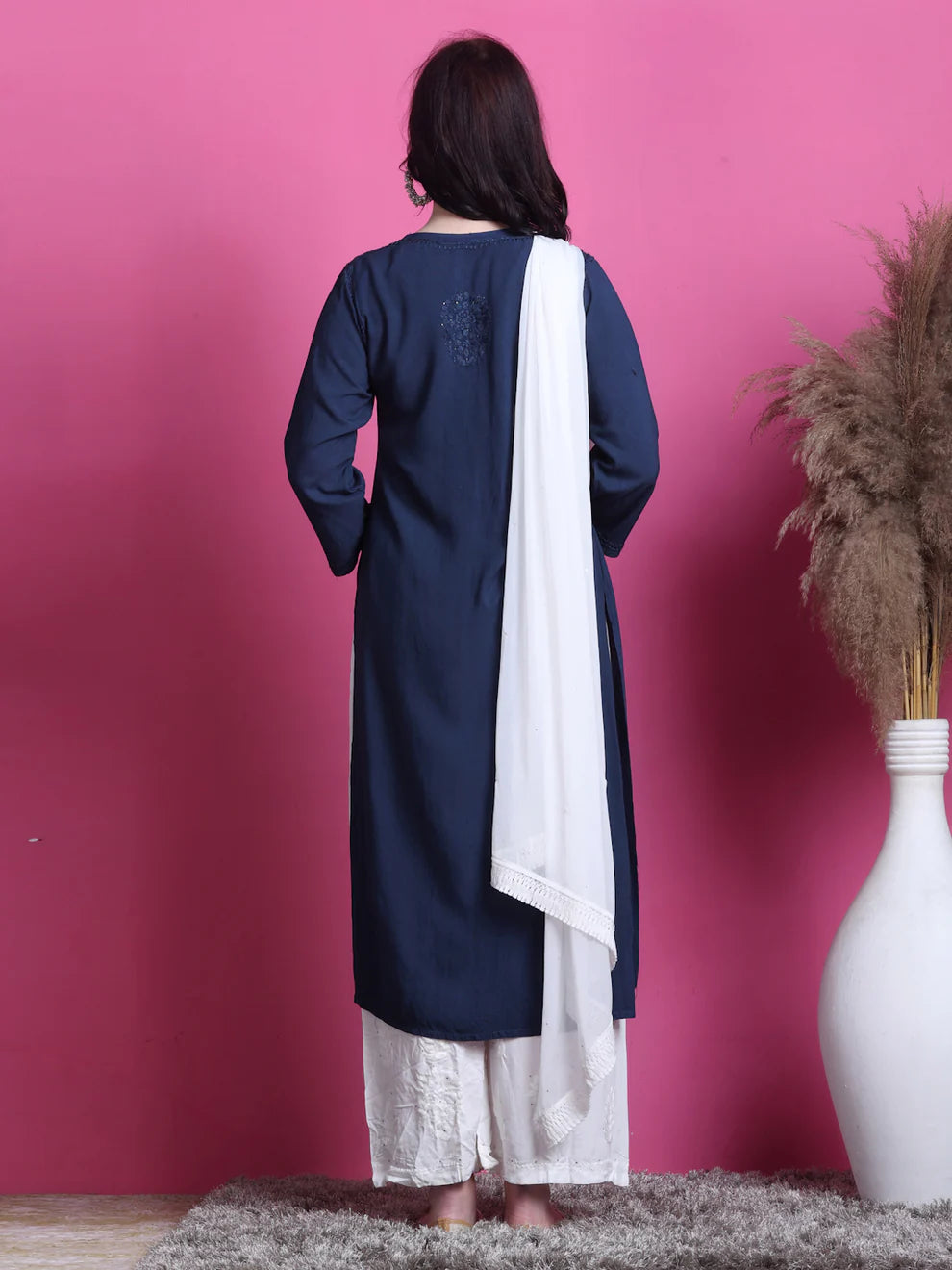 3D Chikankari work Ryon Mukaish Kurti