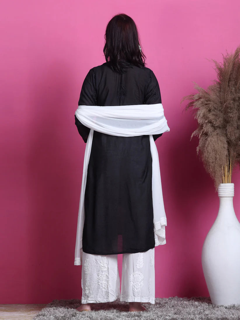 Chanderi Mukaish 3 Piece Set - Store Chikankari