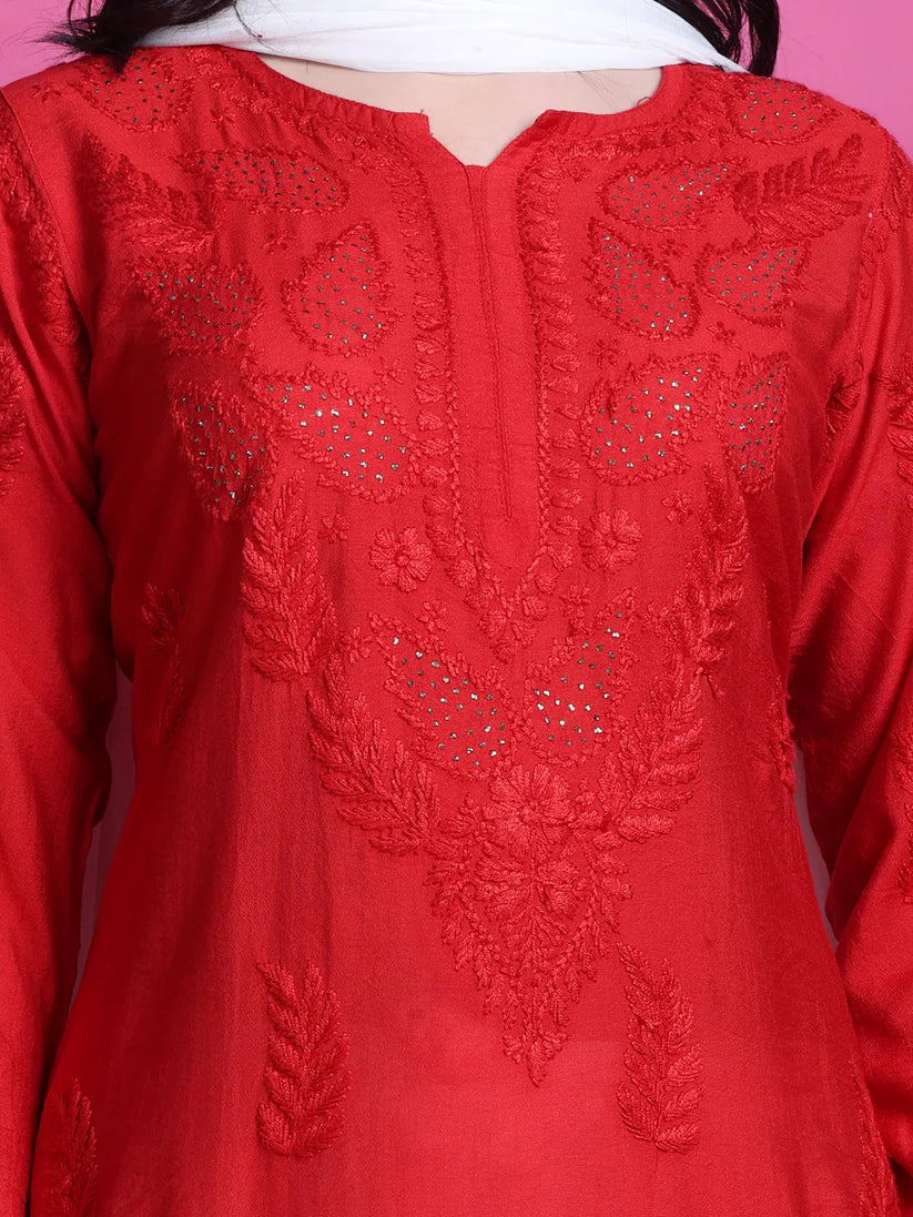 Chanderi Mukaish 3 Piece Set - Store Chikankari