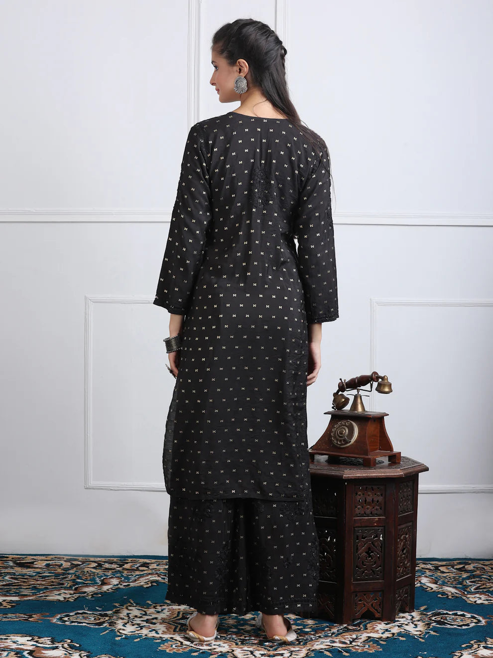 Chanderi Sild Handwork Chikankari Kurta & Plazzo Set