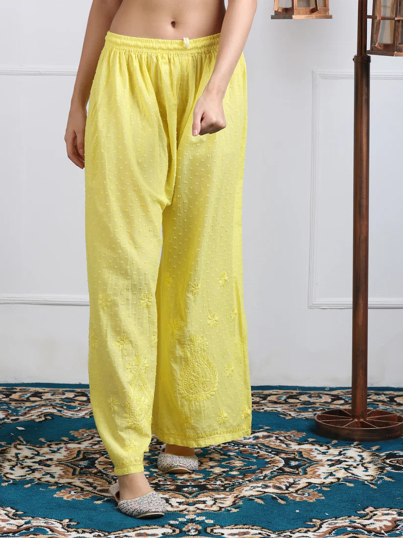 Dobby Cotton 3 piece Set Kurti, Dupatta & Plazzo