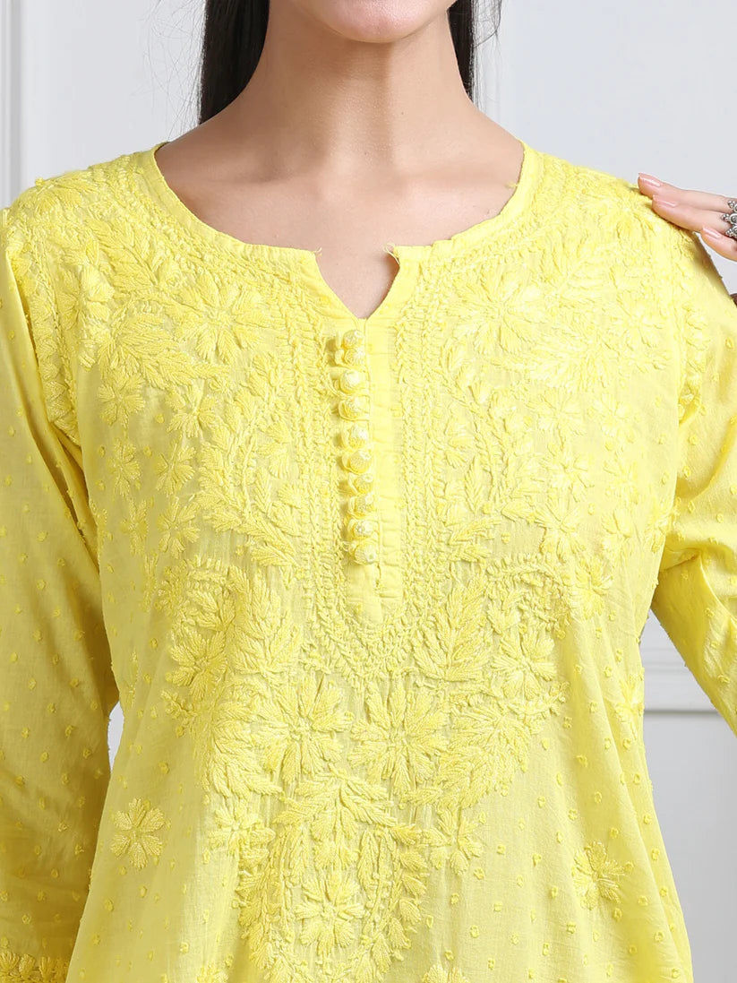 Dobby Cotton 3 piece Set Kurti, Dupatta & Plazzo