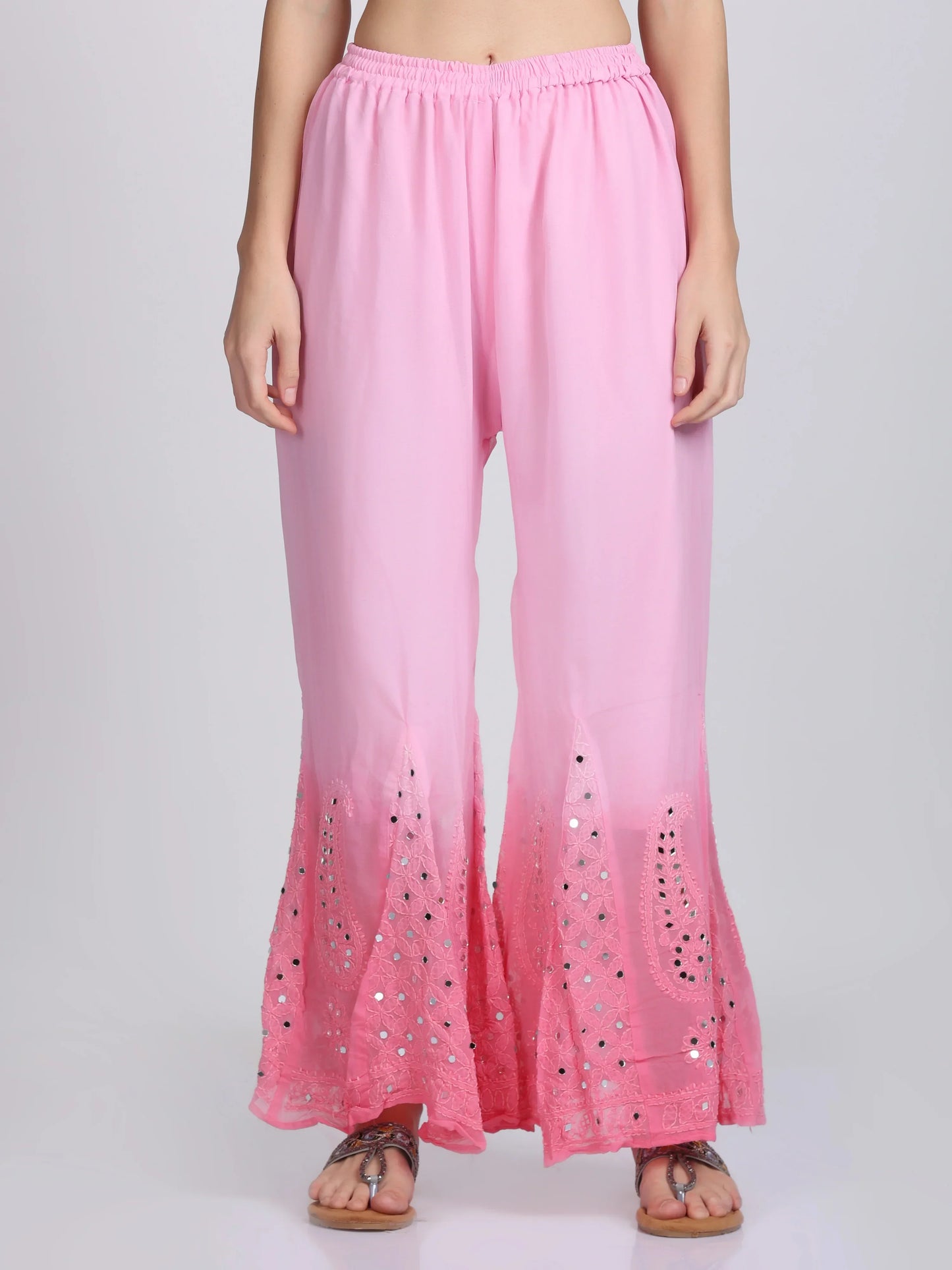 Ayna Georgette Chikankari 3 Piece Mirror Dyed Set with Coordinating Inner - Store Chikankari