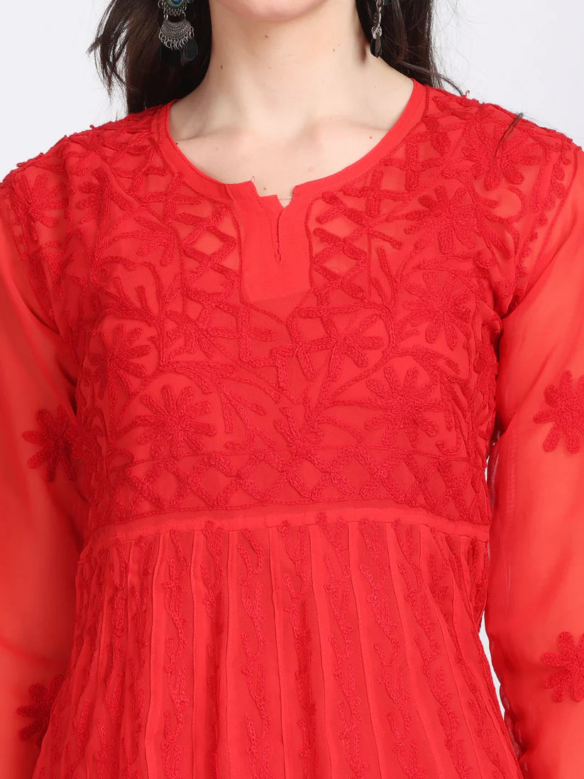 Chikankari Ari Work Anarkali With Matching Dupatta & Inner