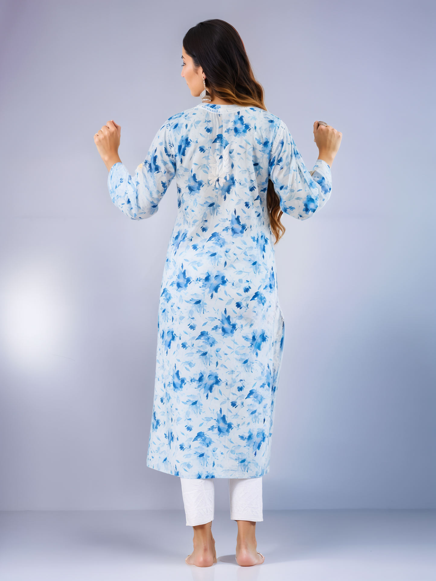Kavya Printed Mul Cotton Kurti - Store Chikankari