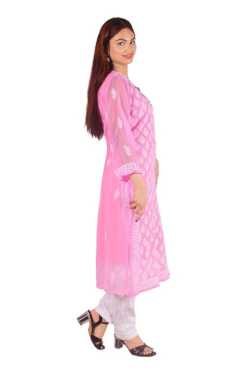 Georgette Chikankari Women’s Kurta with Lining – Elegant & Comfortable Ethnic Wear | Store Chikankari