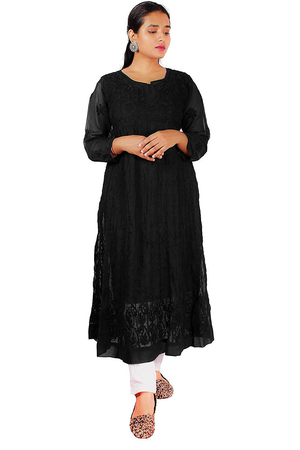 Georgette Aari Embroidered Anarkali with Dupatta – Regal & Graceful Ensemble | Store Chikankari - Store Chikankari