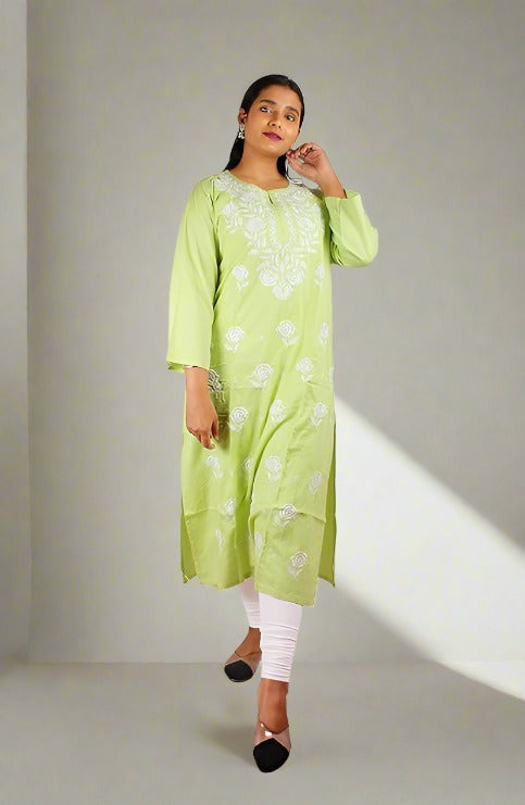 Rayon Chikankari Machine Work Kurti – Soft, Stylish & Affordable Ethnic Wear | Store Chikankari