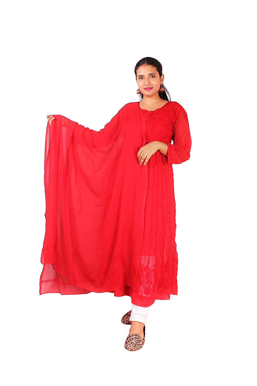 Georgette Aari Embroidered Anarkali with Dupatta – Regal & Graceful Ensemble | Store Chikankari - Store Chikankari
