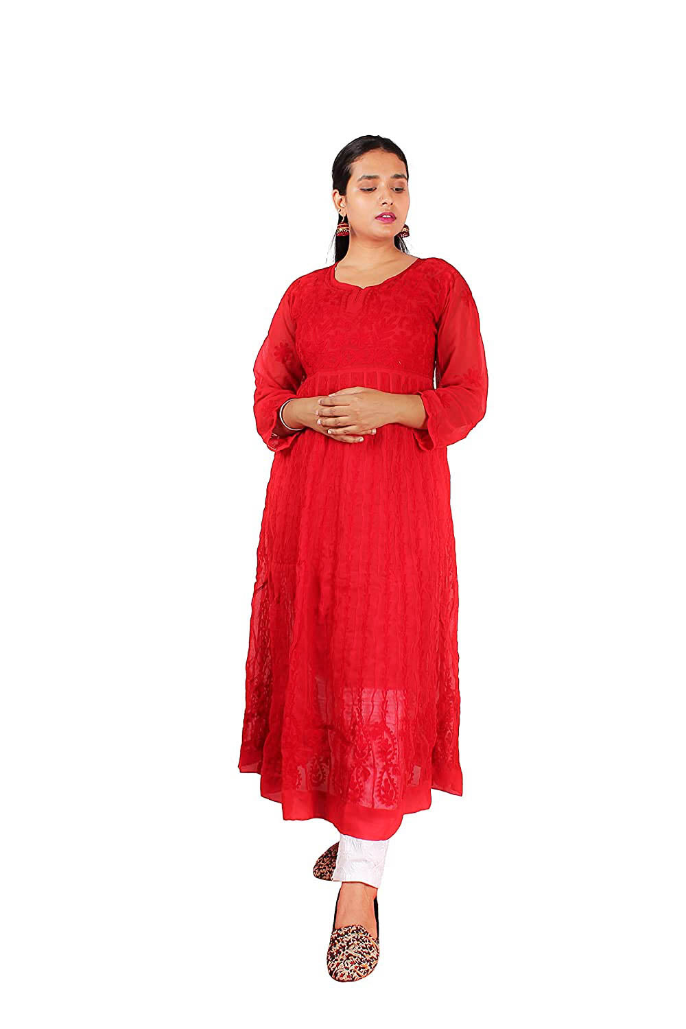 Georgette Aari Embroidered Anarkali with Dupatta – Regal & Graceful Ensemble | Store Chikankari - Store Chikankari