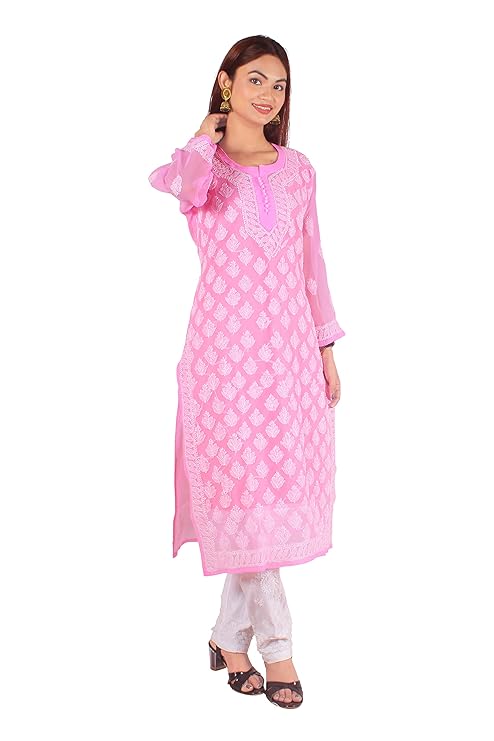Georgette Chikankari Women’s Kurta with Lining – Elegant & Comfortable Ethnic Wear | Store Chikankari