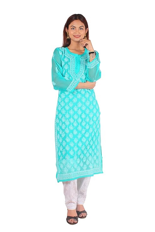 Georgette Chikankari Women’s Kurta with Lining – Elegant & Comfortable Ethnic Wear | Store Chikankari