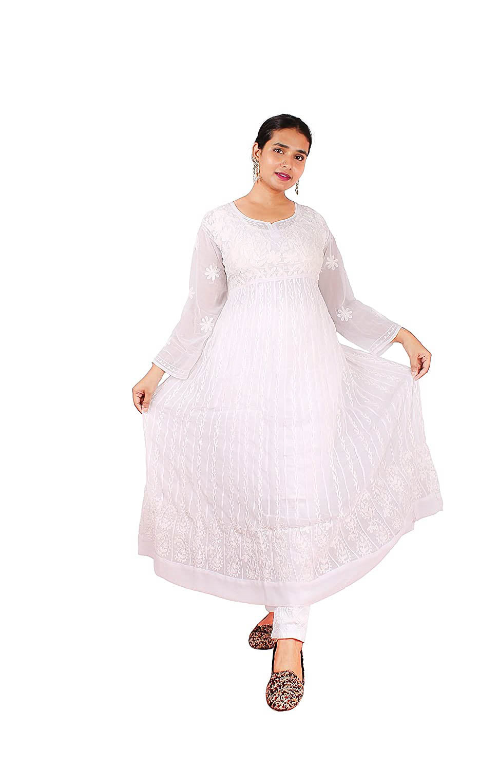 Georgette Aari Embroidered Anarkali with Dupatta – Regal & Graceful Ensemble | Store Chikankari - Store Chikankari