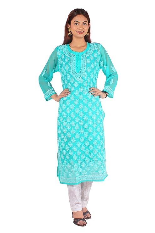 Georgette Chikankari Women’s Kurta with Lining – Elegant & Comfortable Ethnic Wear | Store Chikankari