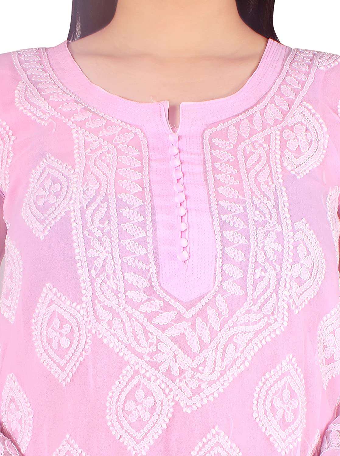 Georgette Chikankari Buta Jaal Straight fit Women's Kurta - Store Chikankari