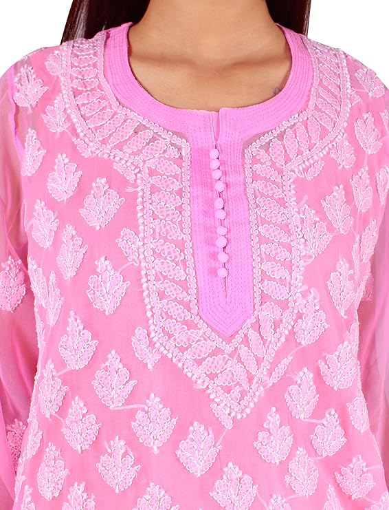 Georgette Chikankari Women’s Kurta with Lining – Elegant & Comfortable Ethnic Wear | Store Chikankari