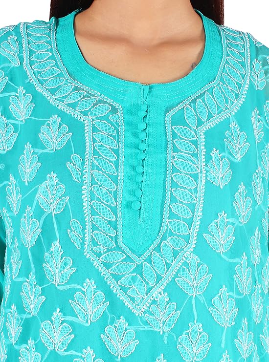 Georgette Chikankari Women’s Kurta with Lining – Elegant & Comfortable Ethnic Wear | Store Chikankari