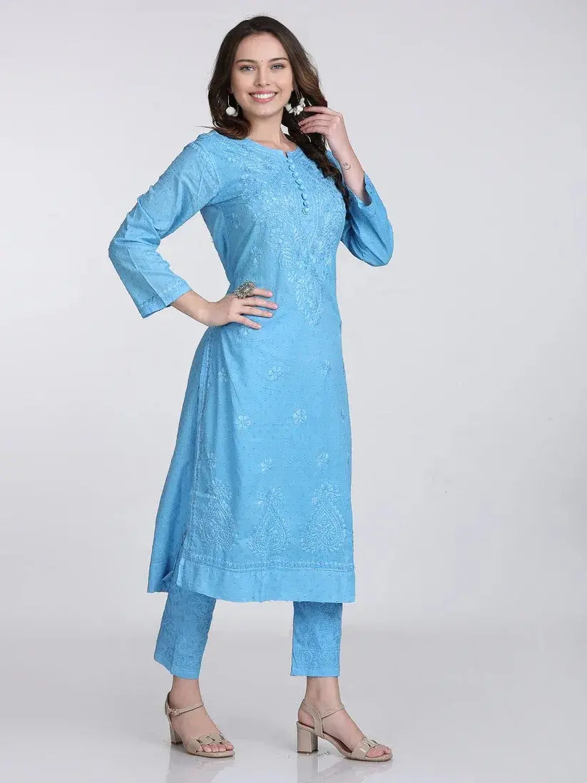 Nazm Chikankari Dobby Cotton Women's 2 piece Kurta Set