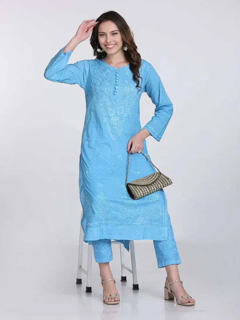 Nazm Chikankari Dobby Cotton Women's 2 piece Kurta Set