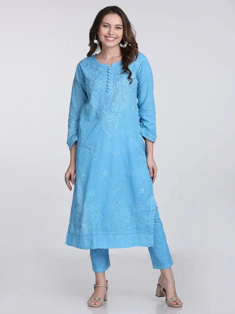 Nazm Chikankari Dobby Cotton Women's 2 piece Kurta Set