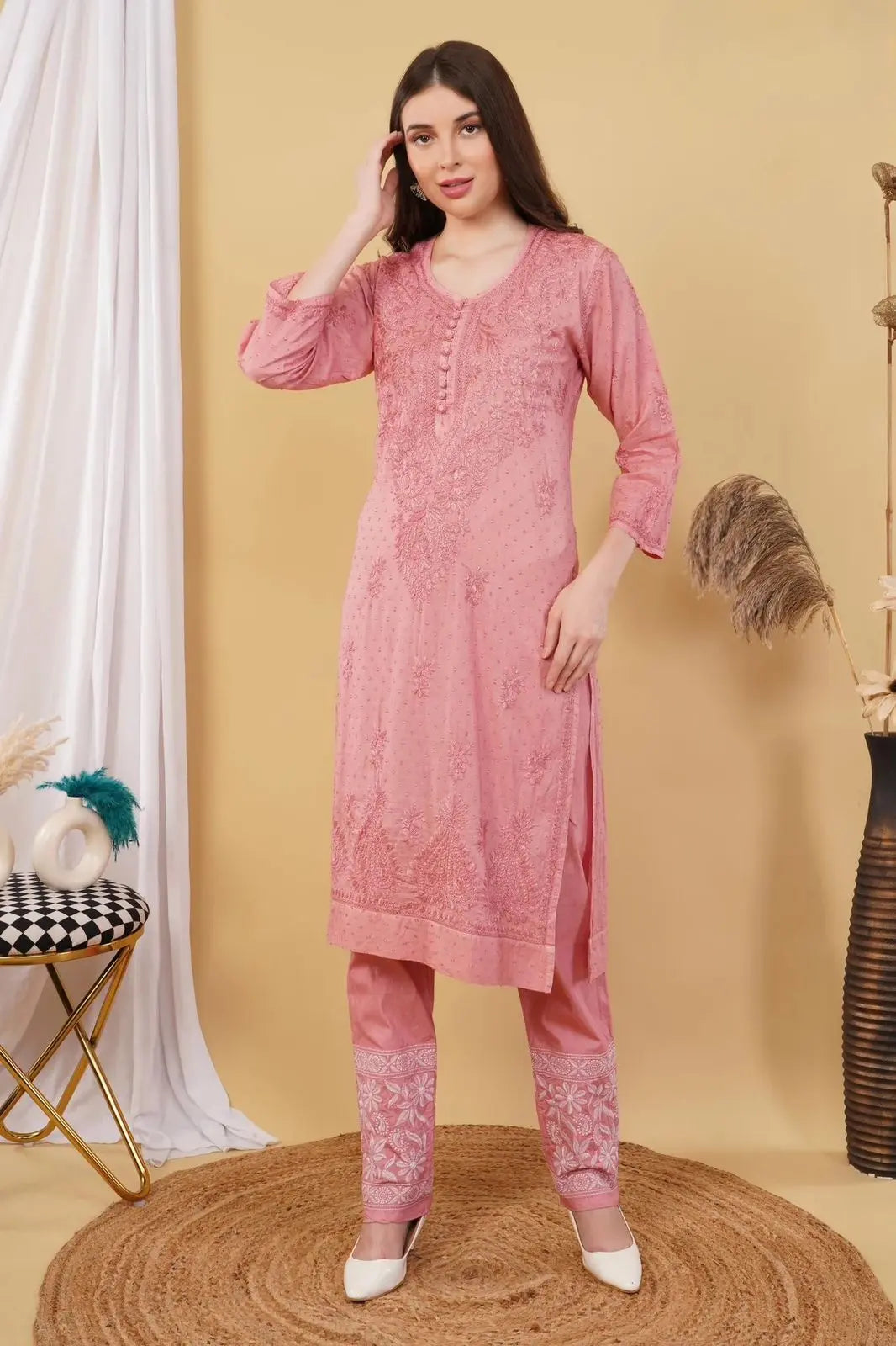 Nazm Chikankari Dobby Cotton Women's 2 piece Kurta Set