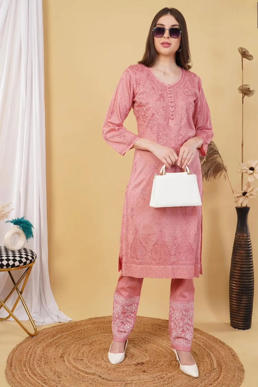 Nazm Chikankari Dobby Cotton Women's 2 piece Kurta Set