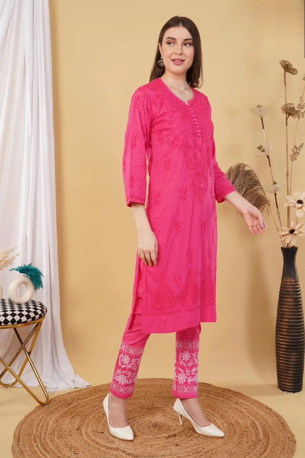 Nazm Chikankari Dobby Cotton Women's 2 piece Kurta Set