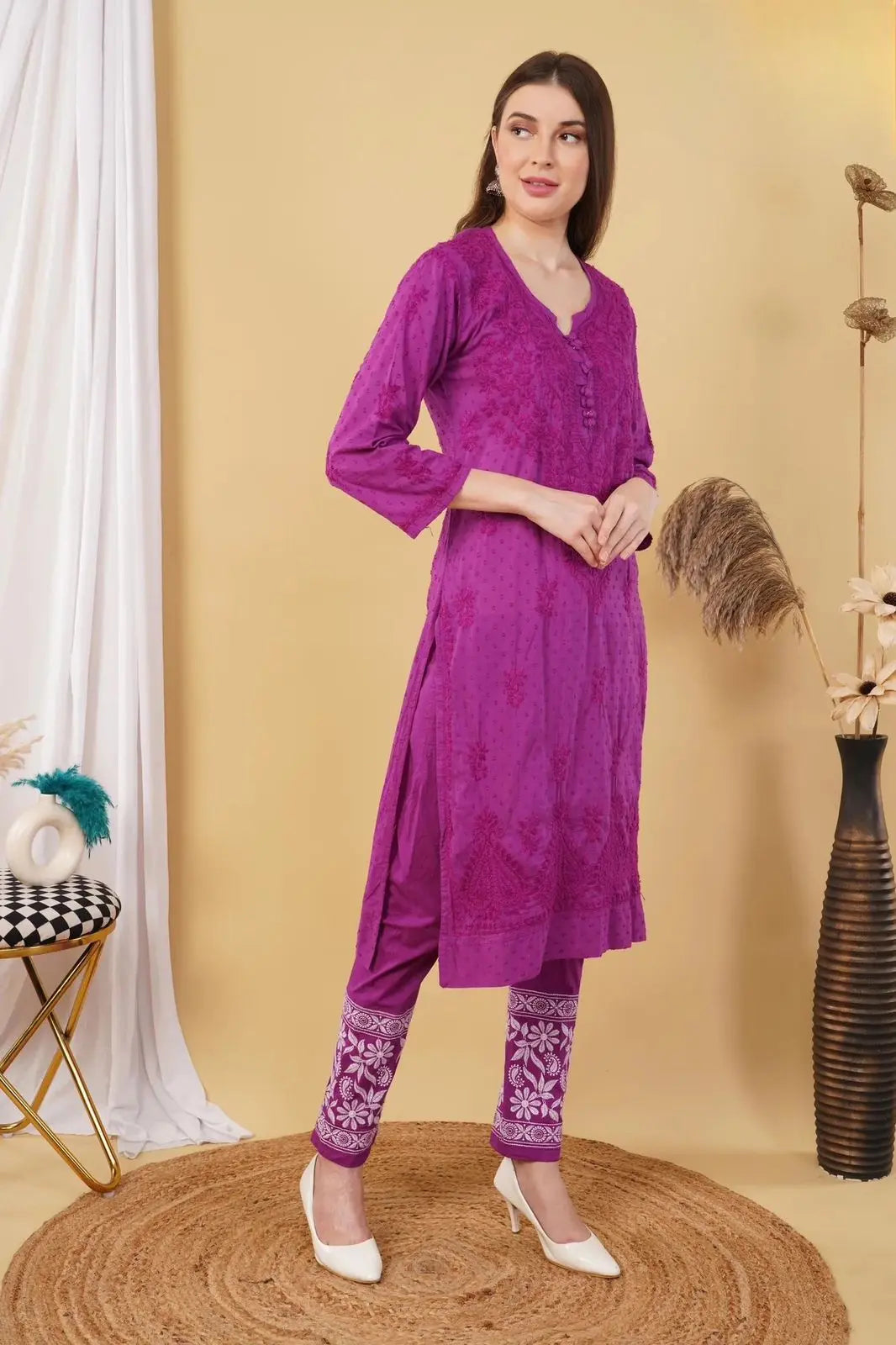 Nazm Chikankari Dobby Cotton Women's 2 piece Kurta Set
