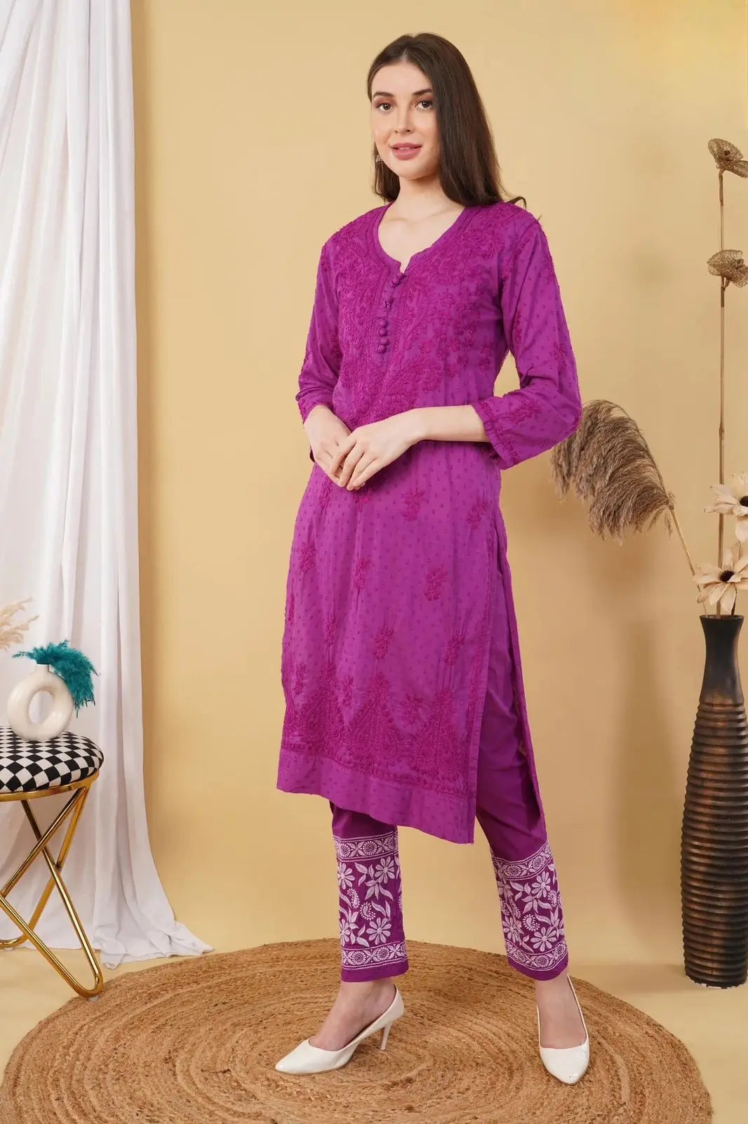 Nazm Chikankari Dobby Cotton Women's 2 piece Kurta Set