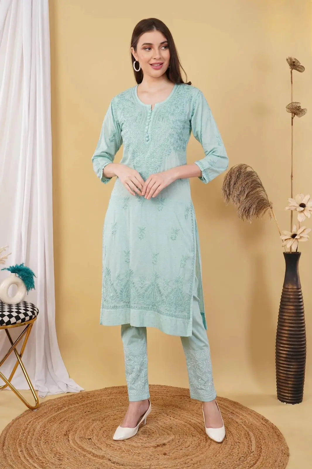 Nazm Chikankari Dobby Cotton Women's 2 piece Kurta Set