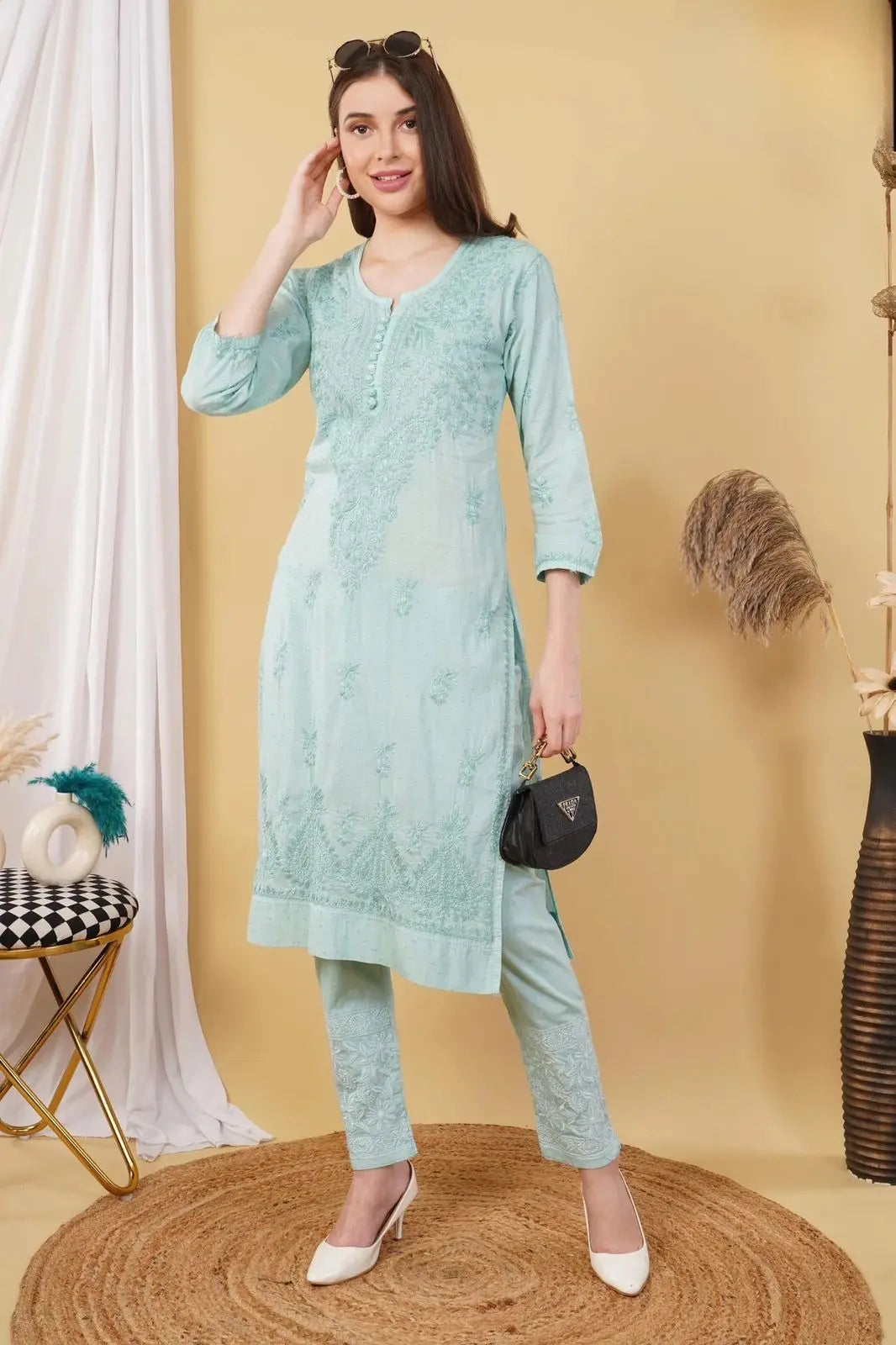 Nazm Chikankari Dobby Cotton Women's 2 piece Kurta Set