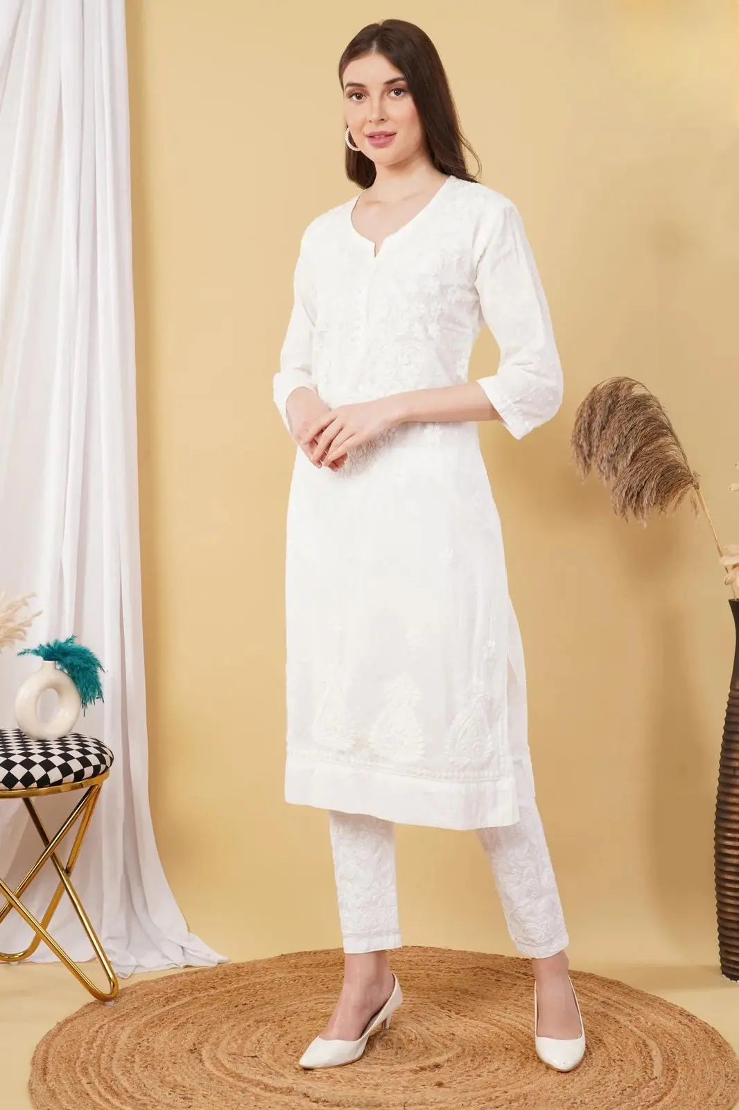 Nazm Chikankari Dobby Cotton Women's 2 piece Kurta Set