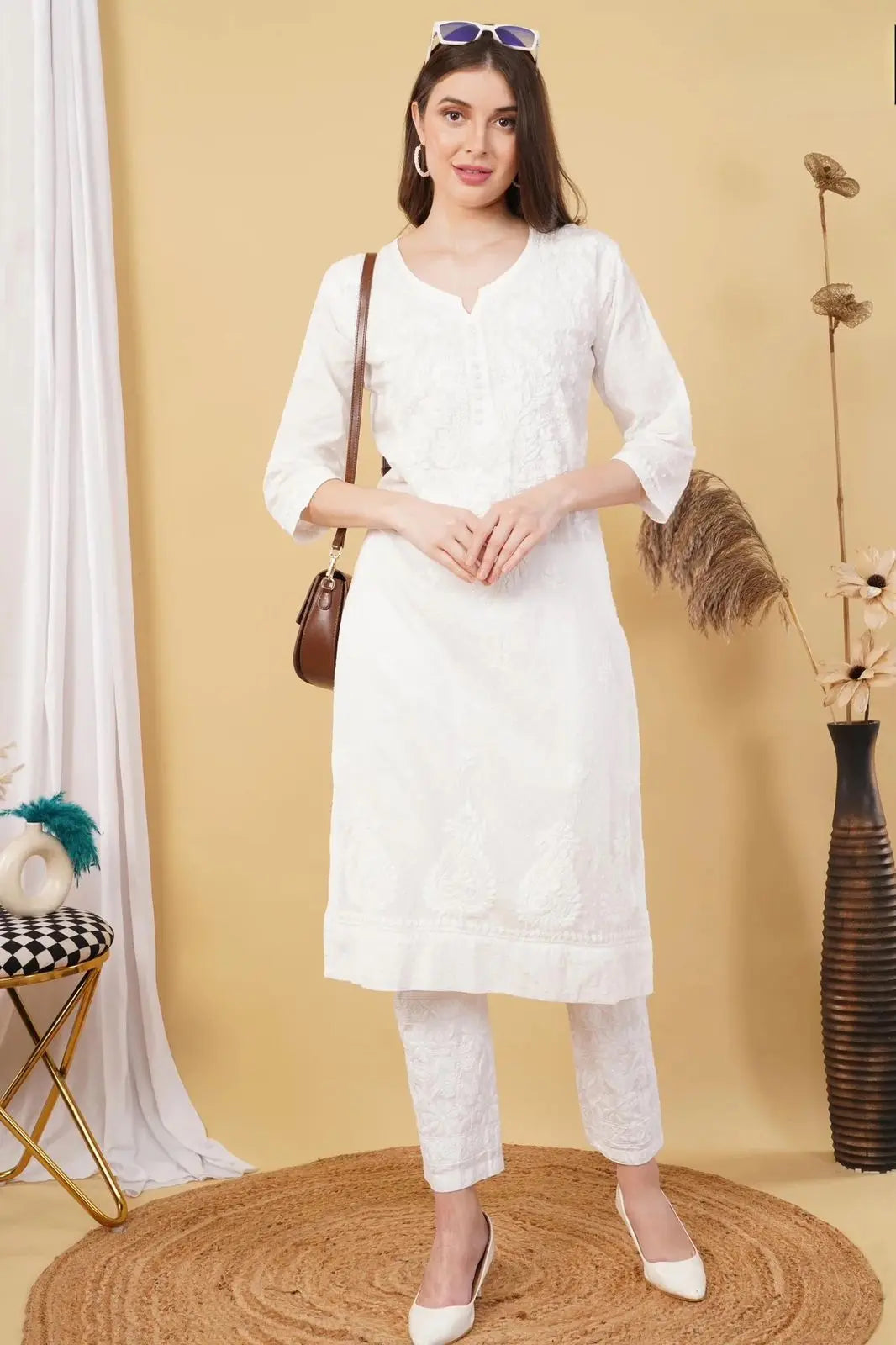 Nazm Chikankari Dobby Cotton Women's 2 piece Kurta Set