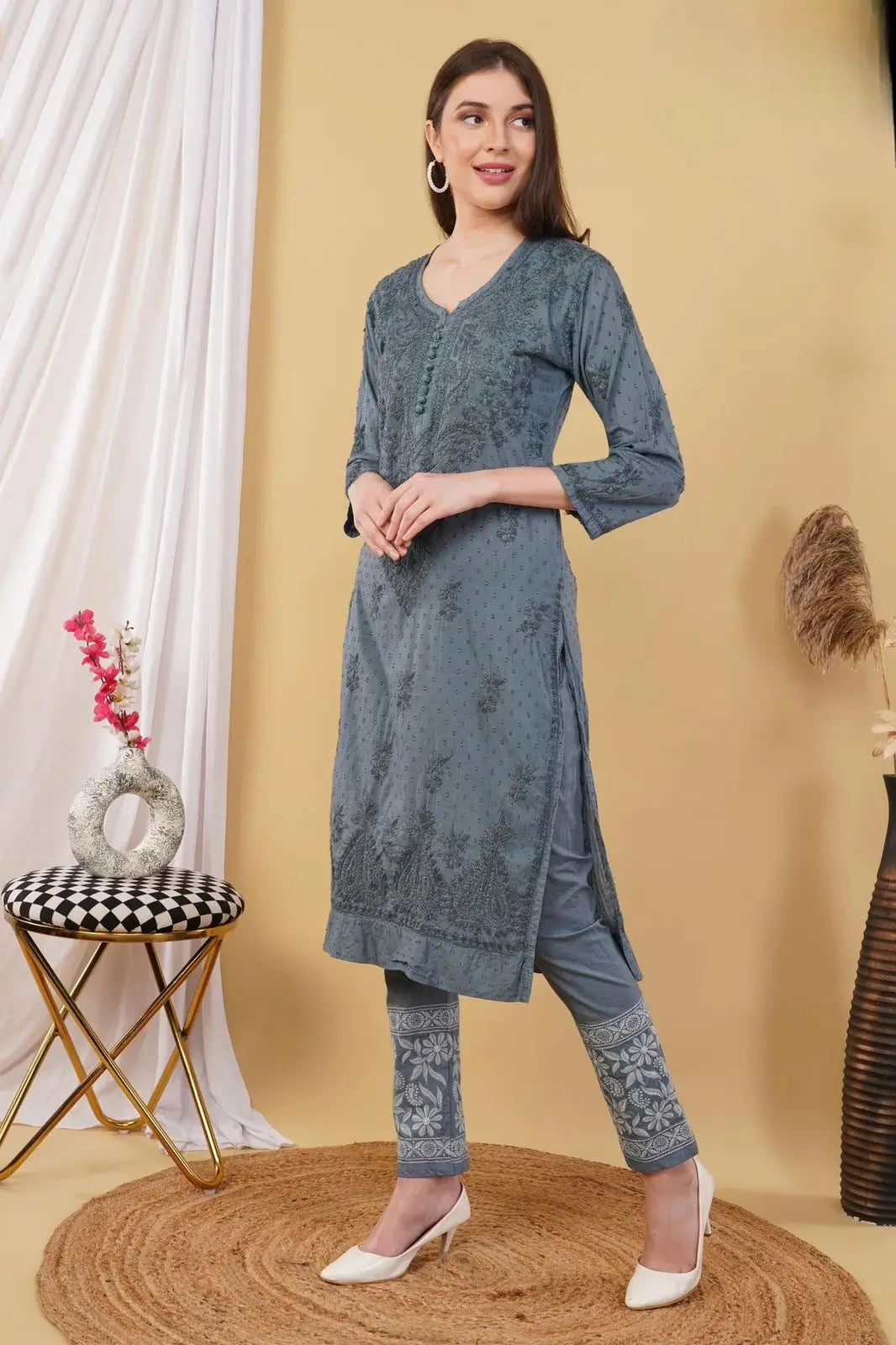 Nazm Chikankari Dobby Cotton Women's 2 piece Kurta Set