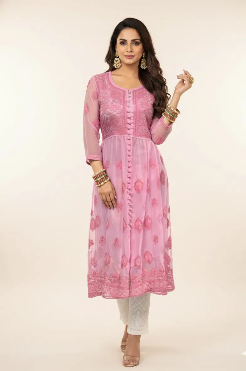 Noora Georgette Chikankari Gown