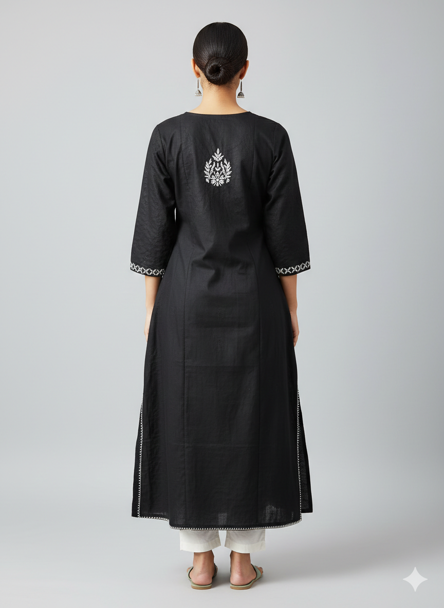 Naaz handcrafted cotton chikankari lucknowi kurti