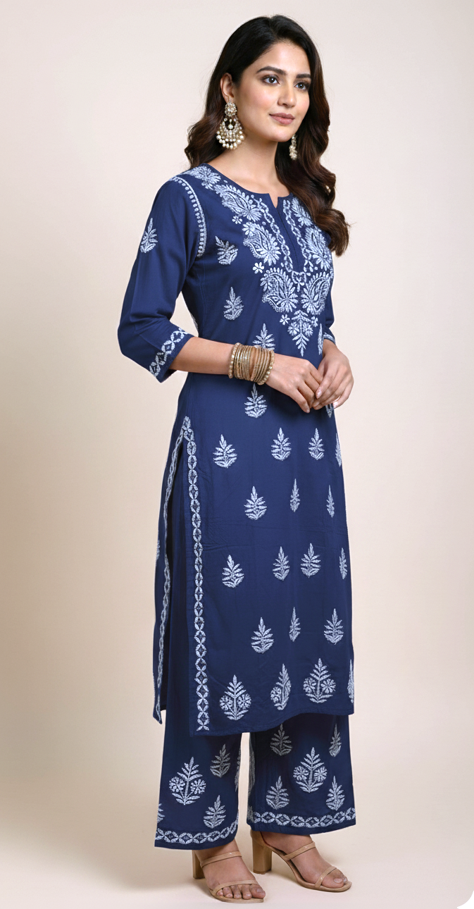 Rayon Chikankari Coord Set (2-Piece)