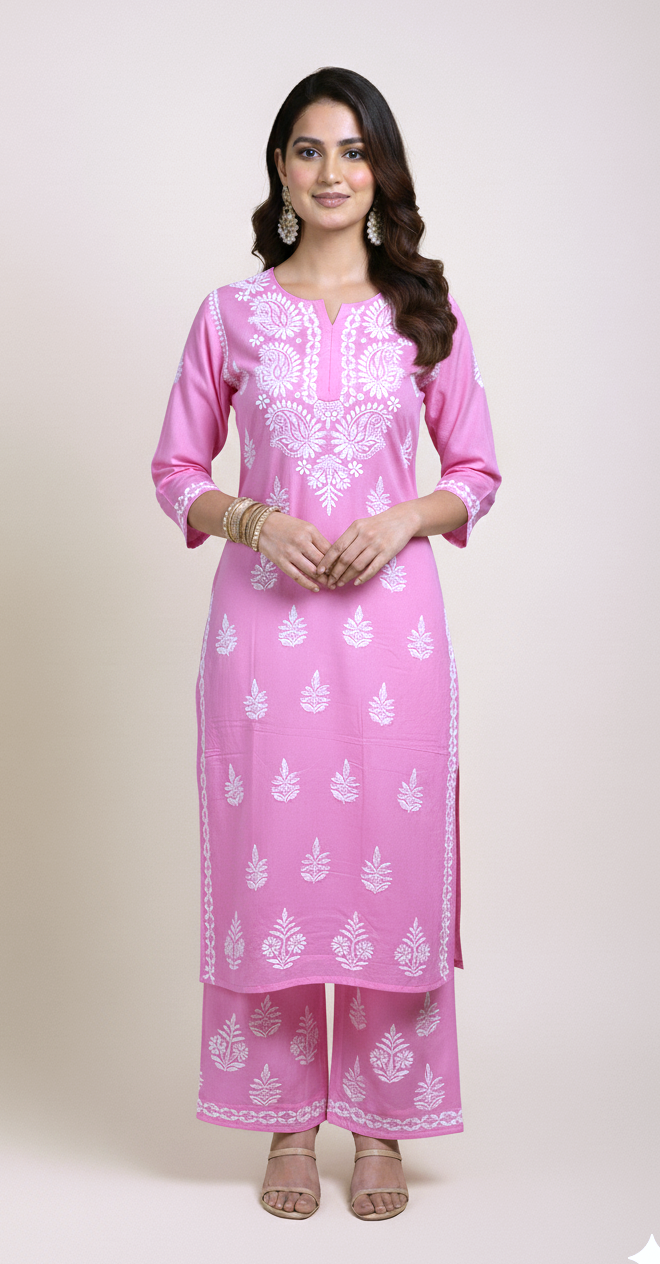 Rayon Chikankari Coord Set (2-Piece)