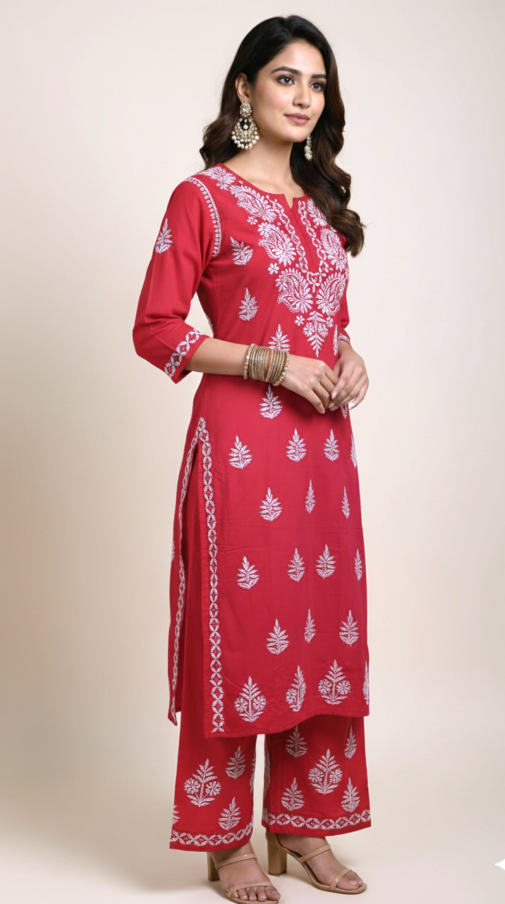 Rayon Chikankari Coord Set (2-Piece)