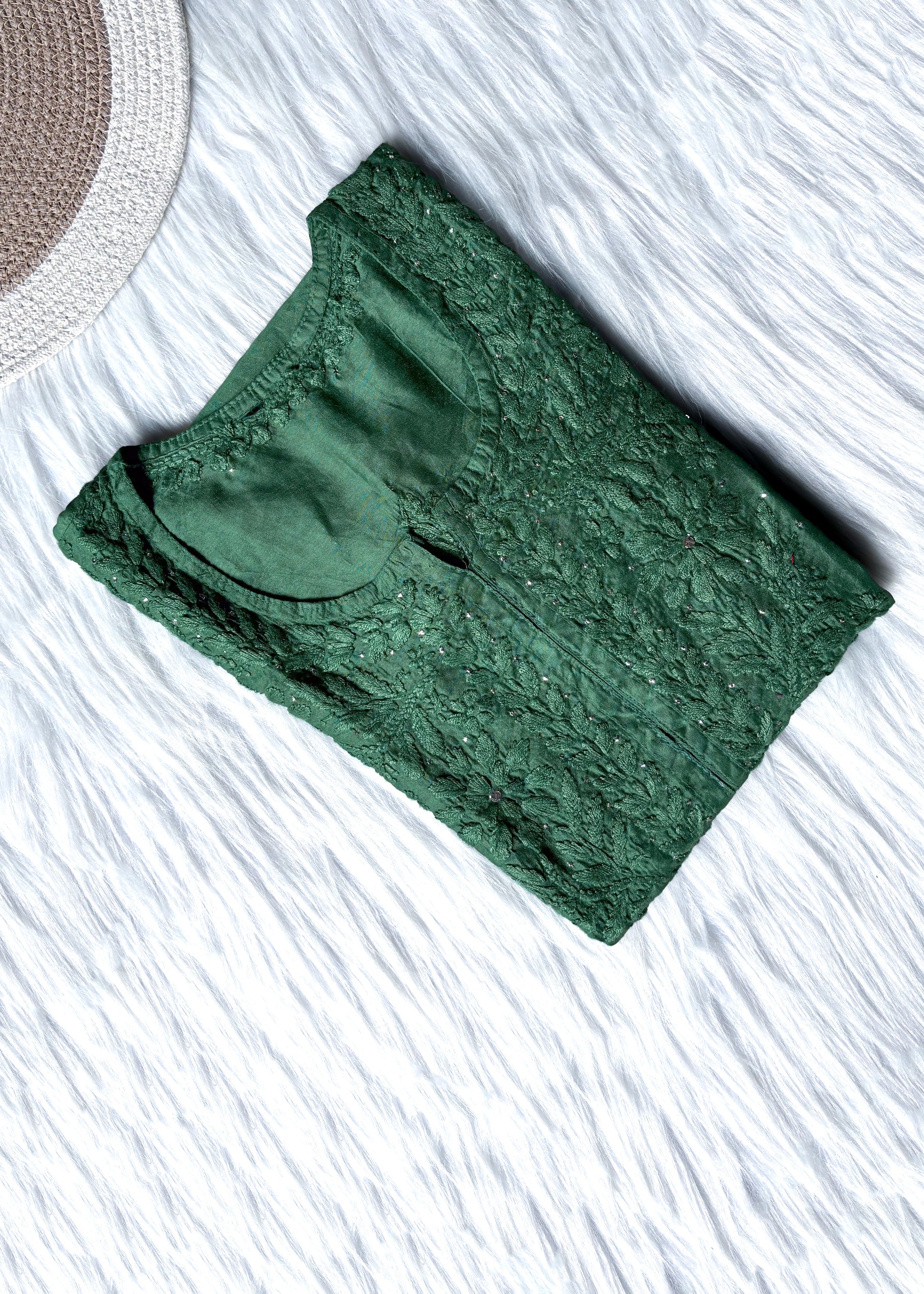 Chanderi Chikankari Mukaish Kurti – Luxe Handcrafted Ethnic Elegance | Store Chikankari - Store Chikankari