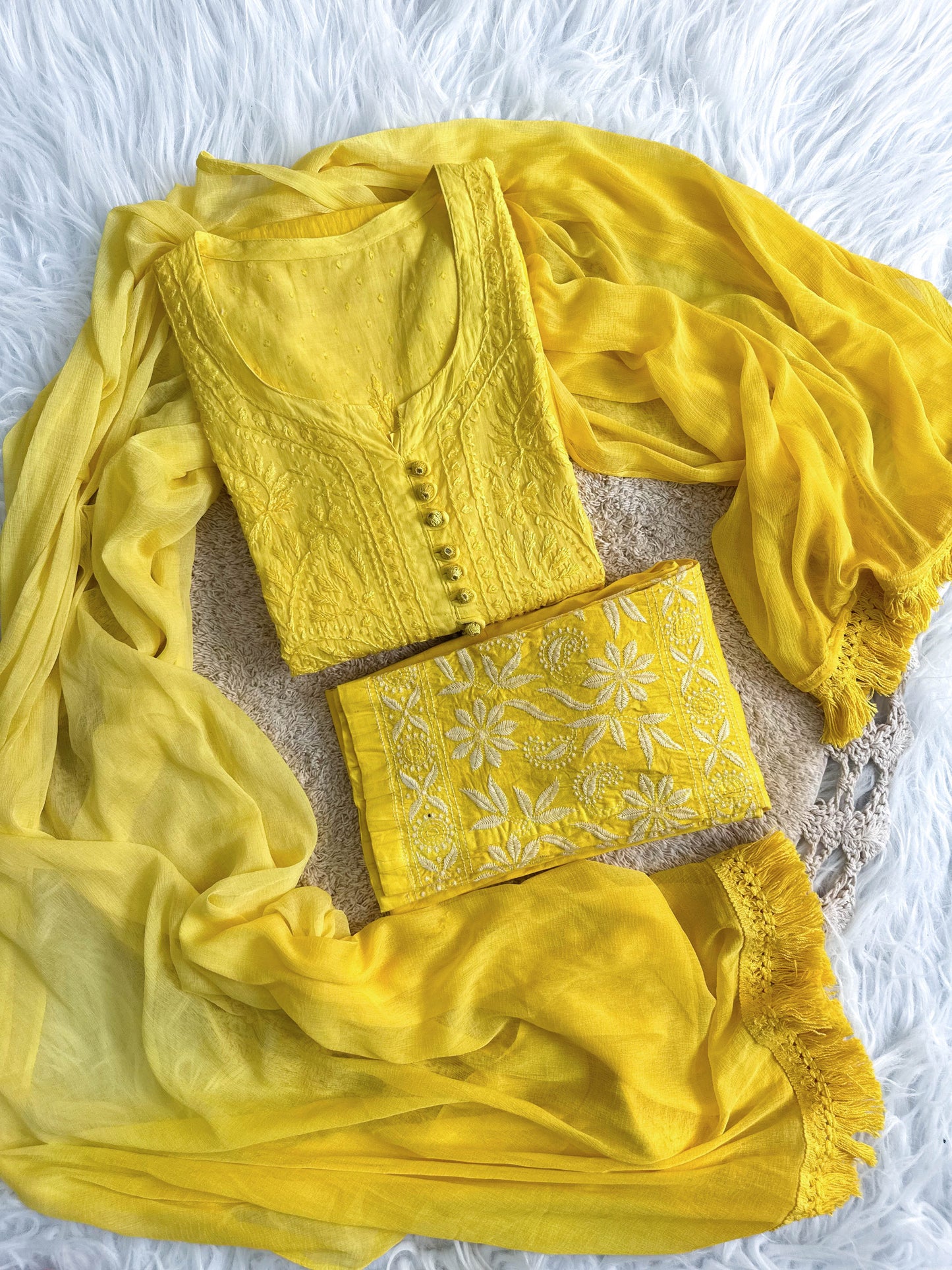 Nazm Chikankari Dobby Cotton 3 Piece Set – Graceful & Breathable Ethnic Wear | Store Chikankari