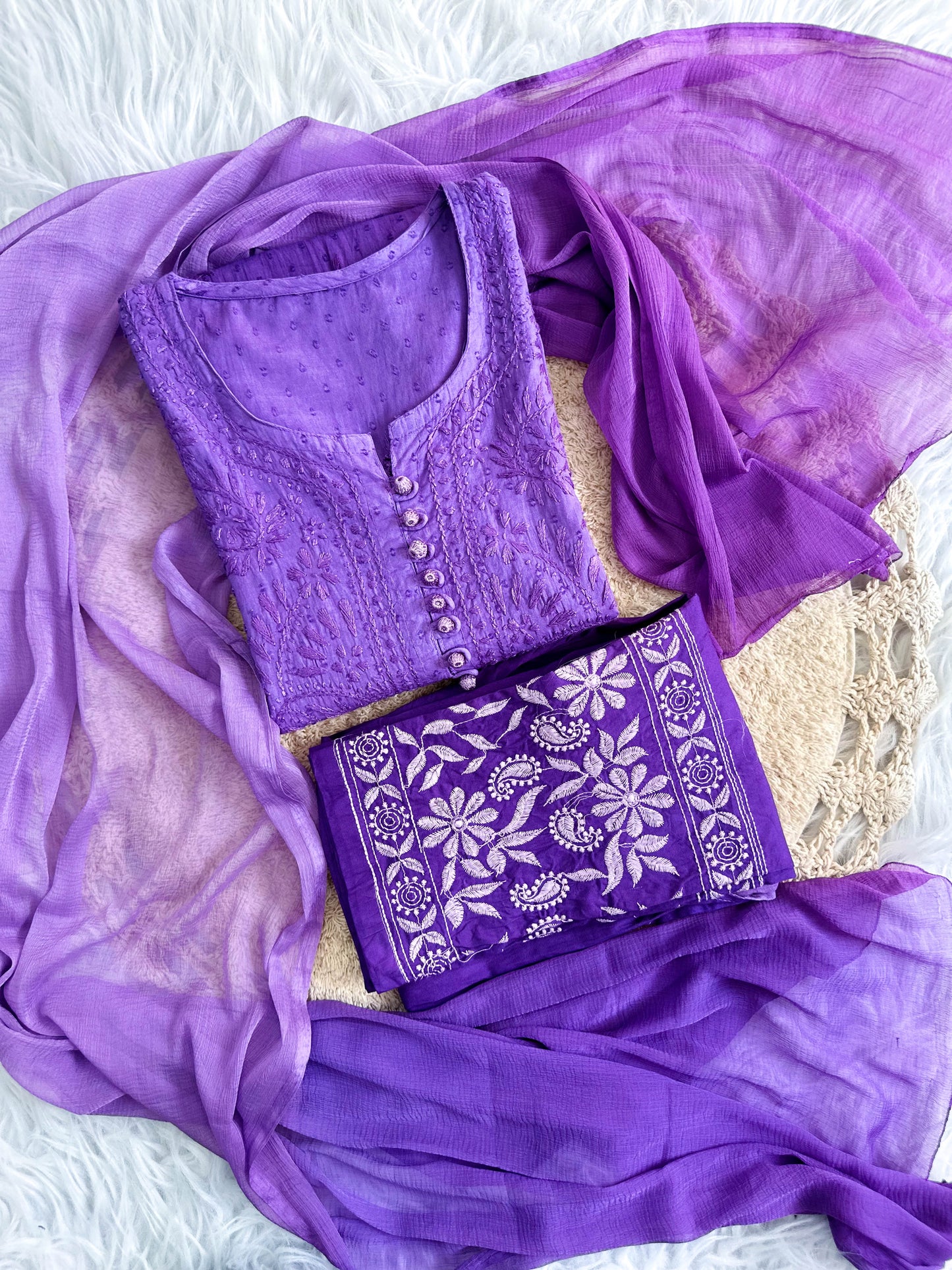 Nazm Chikankari Dobby Cotton 3 Piece Set – Graceful & Breathable Ethnic Wear | Store Chikankari