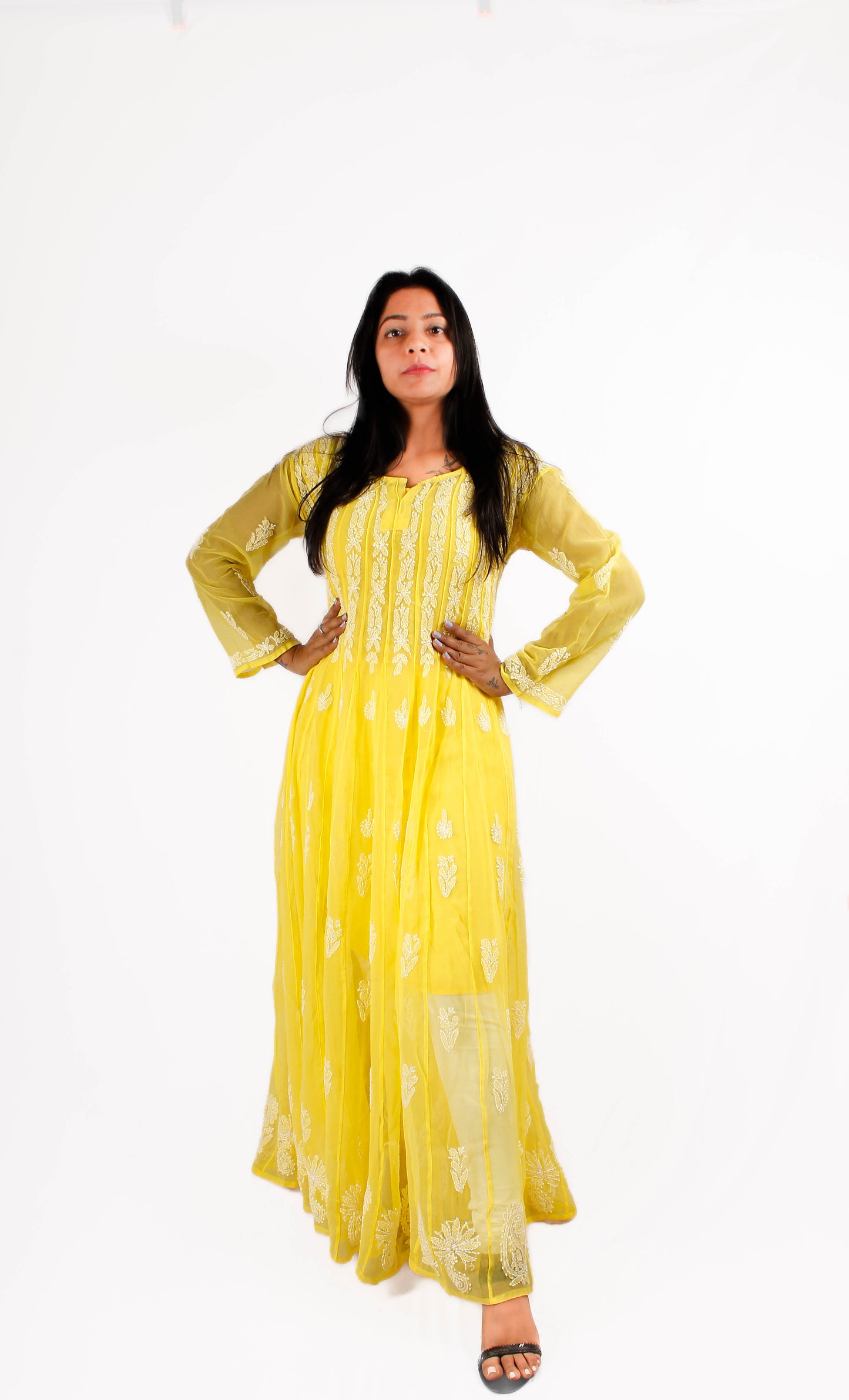 Georgette Chikankari 56 kali Anarkali - Store Chikankari