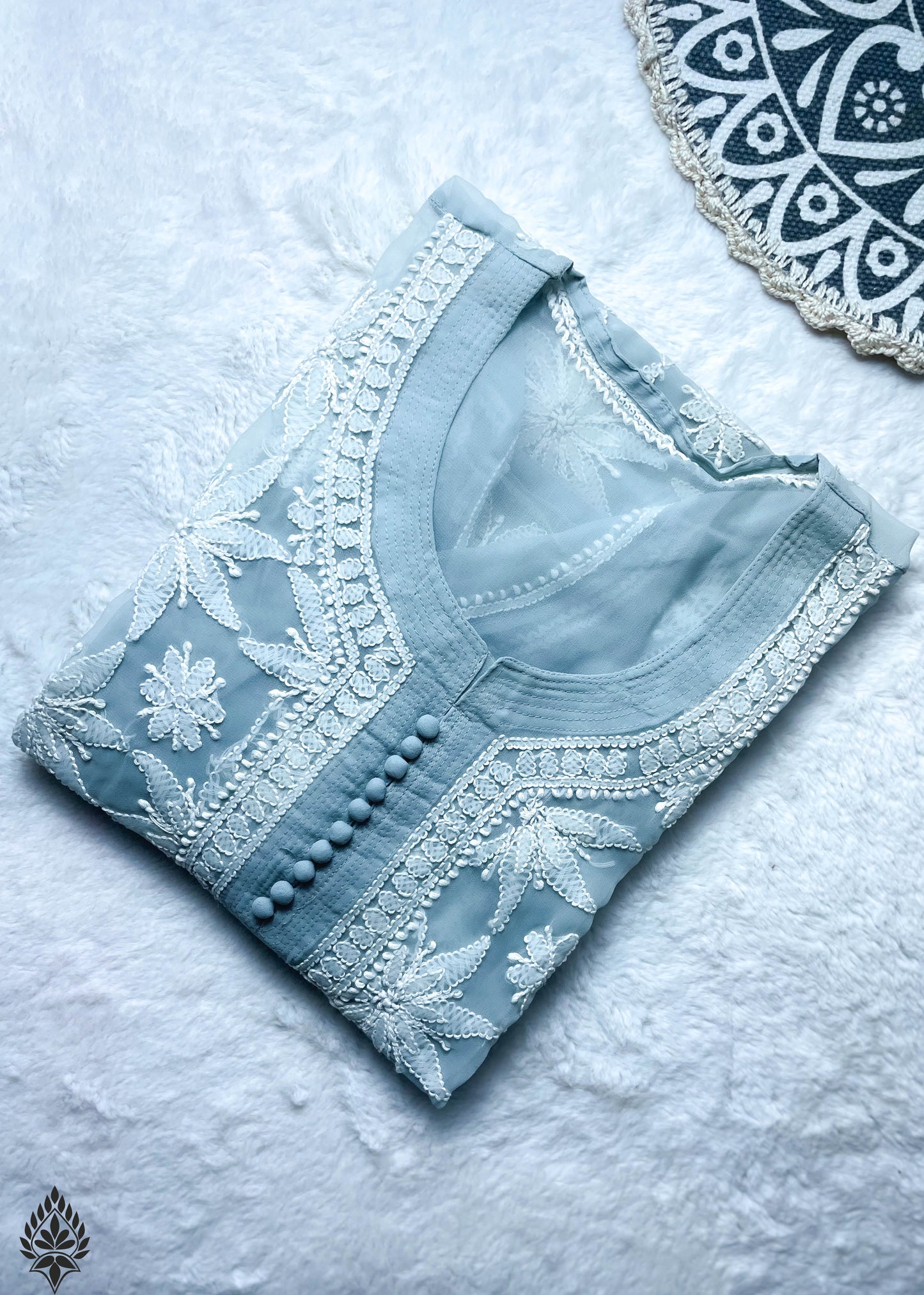 Georgette Chikankari Kurti with Star Jaal Embroidery