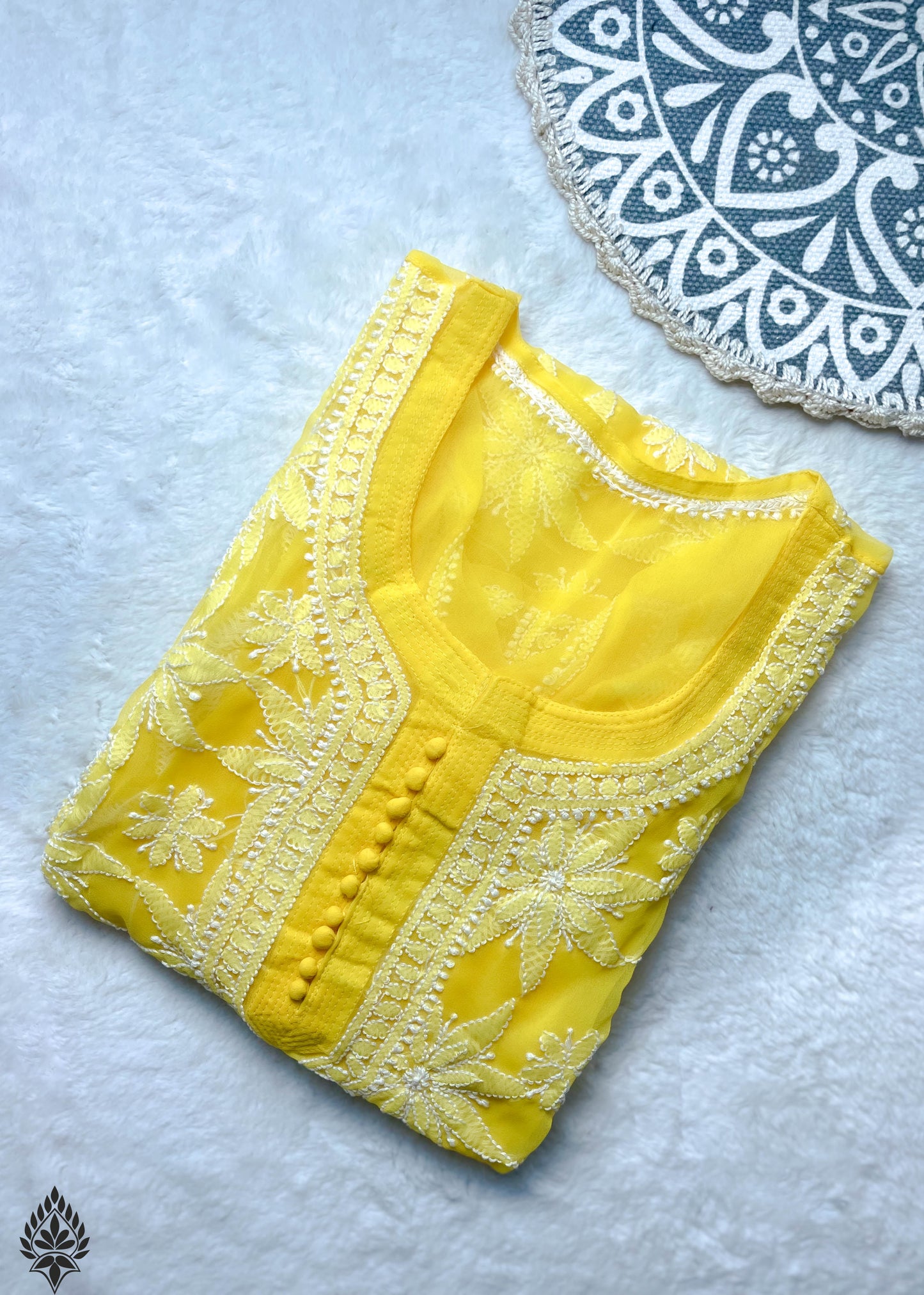 Georgette Chikankari Kurti with Star Jaal Embroidery - Store Chikankari