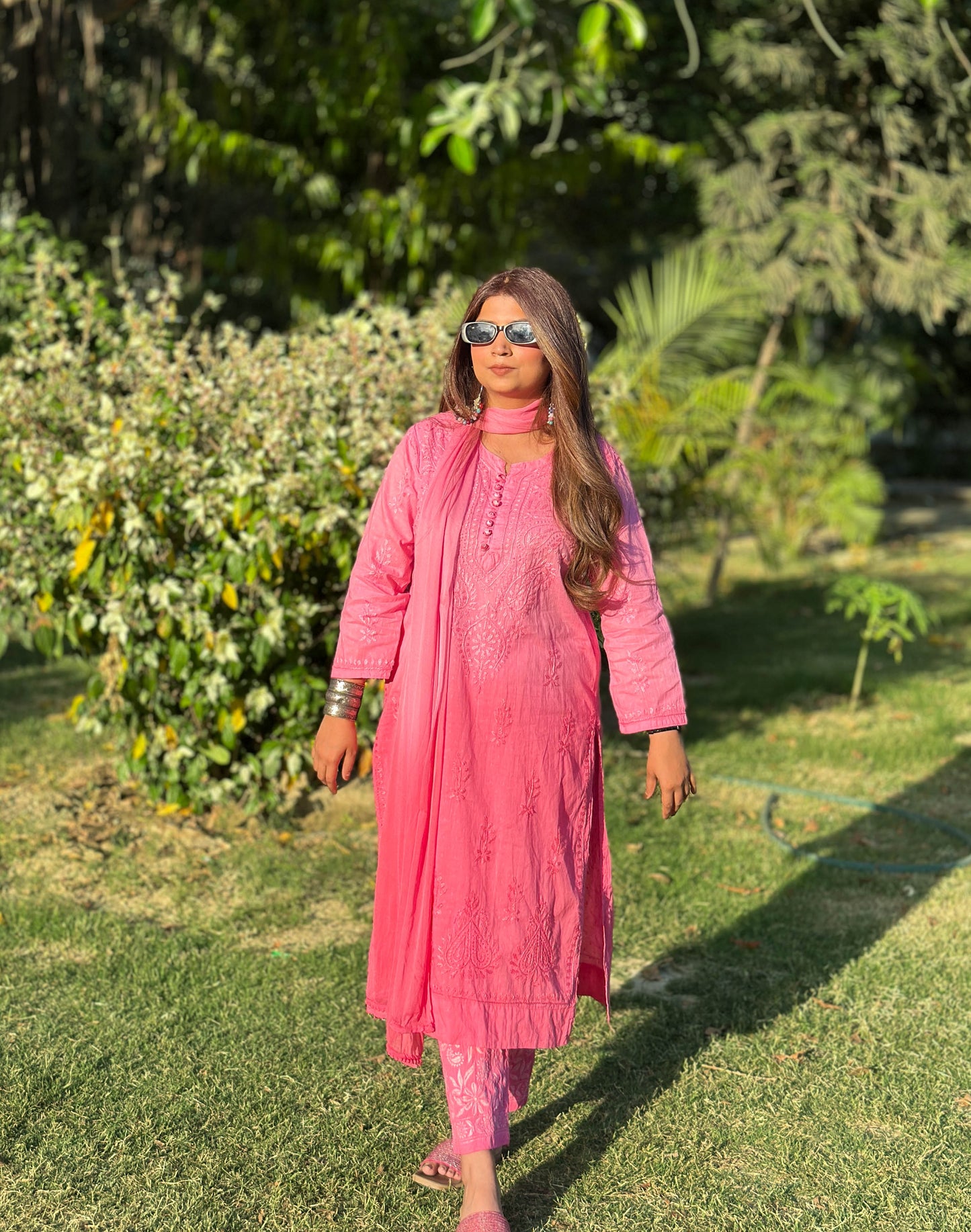 Nazm Chikankari Dobby Cotton 3 Piece Set – Graceful & Breathable Ethnic Wear | Store Chikankari