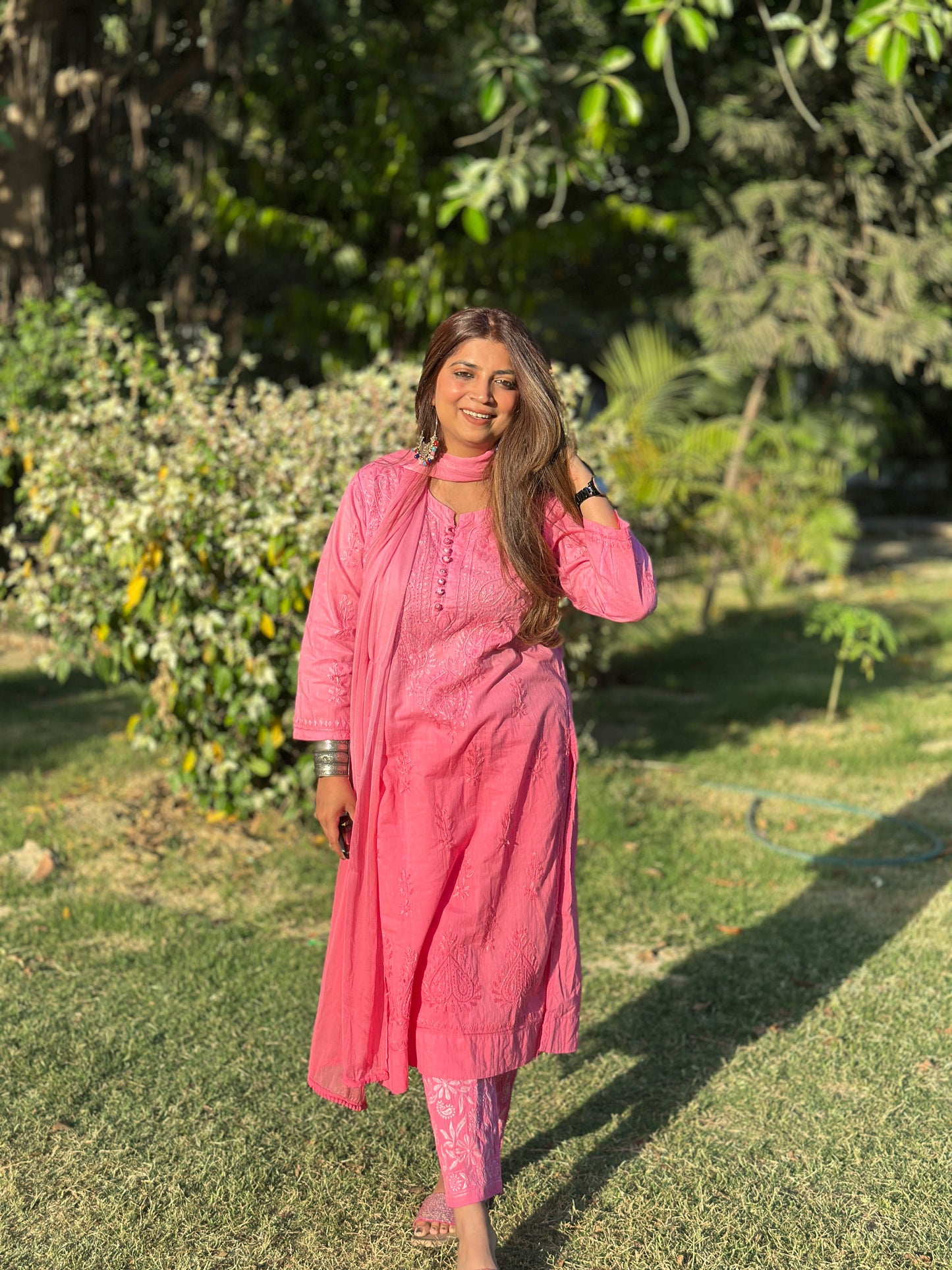 Nazm Chikankari Dobby Cotton 3 Piece Set – Graceful & Breathable Ethnic Wear | Store Chikankari