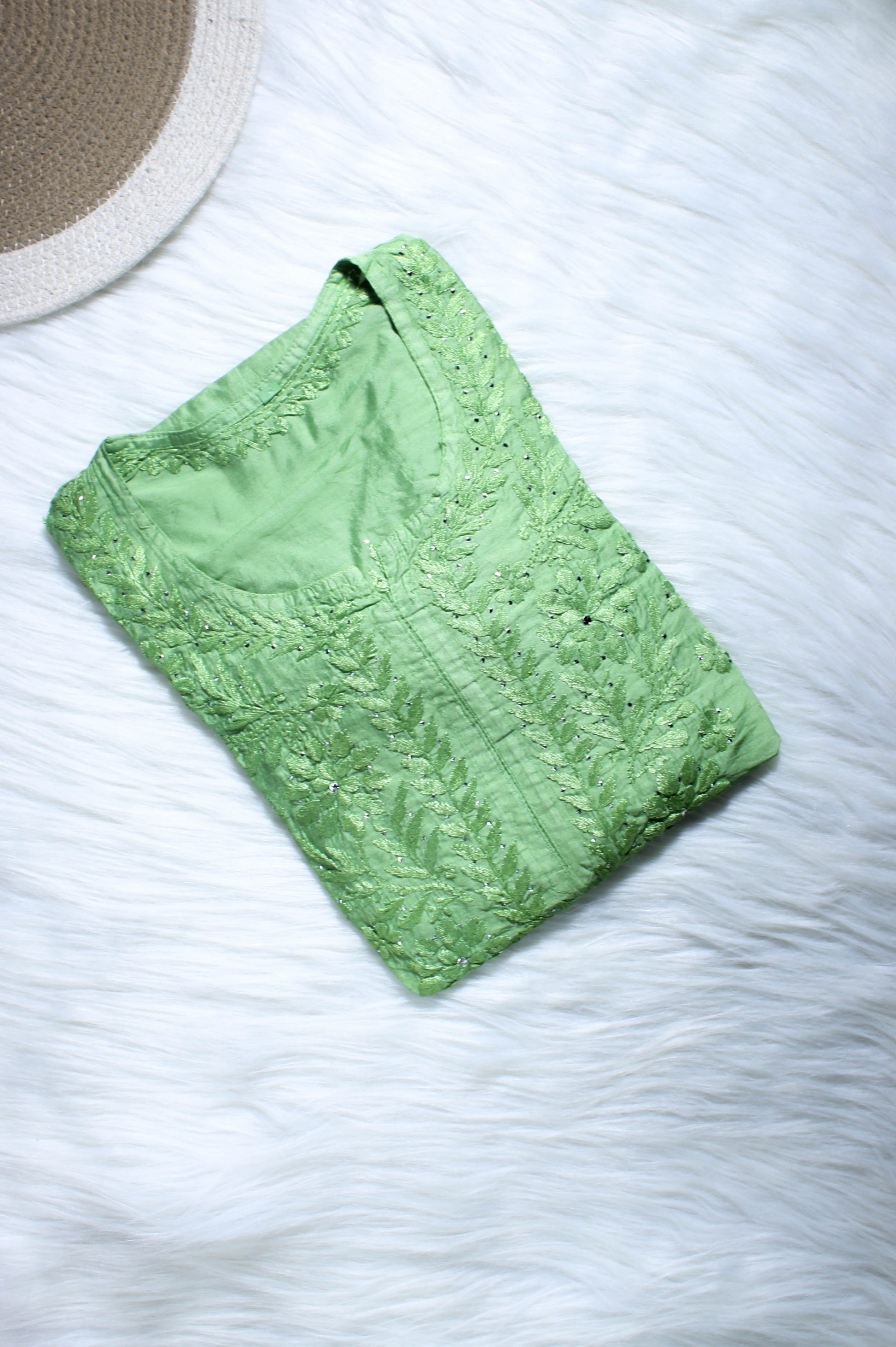 Chanderi Chikankari Mukaish Kurti – Luxe Handcrafted Ethnic Elegance | Store Chikankari - Store Chikankari